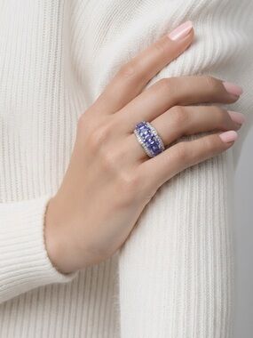 Elegant Amethyst and 925 Silver Band Ring Size 6 - Women’s Jewelry